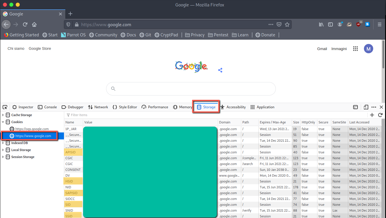 GHunt - Google cookies need in Firefox developer console