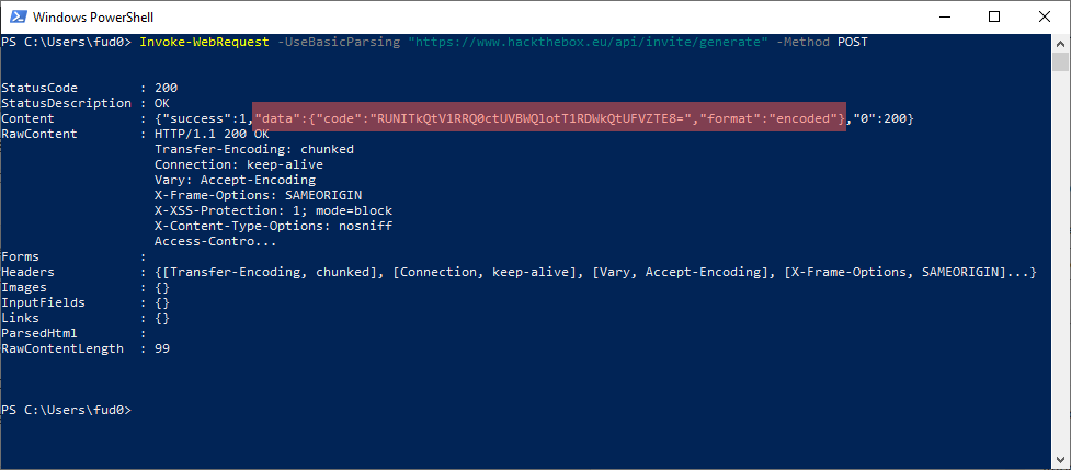 Hack The Box - Challenge response via Powershell