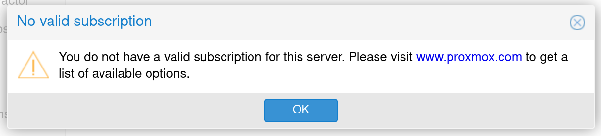 Proxmox - No valid subscription