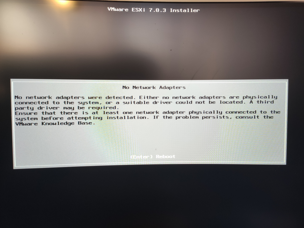 VMware ESXi - Errore iniziale installazione