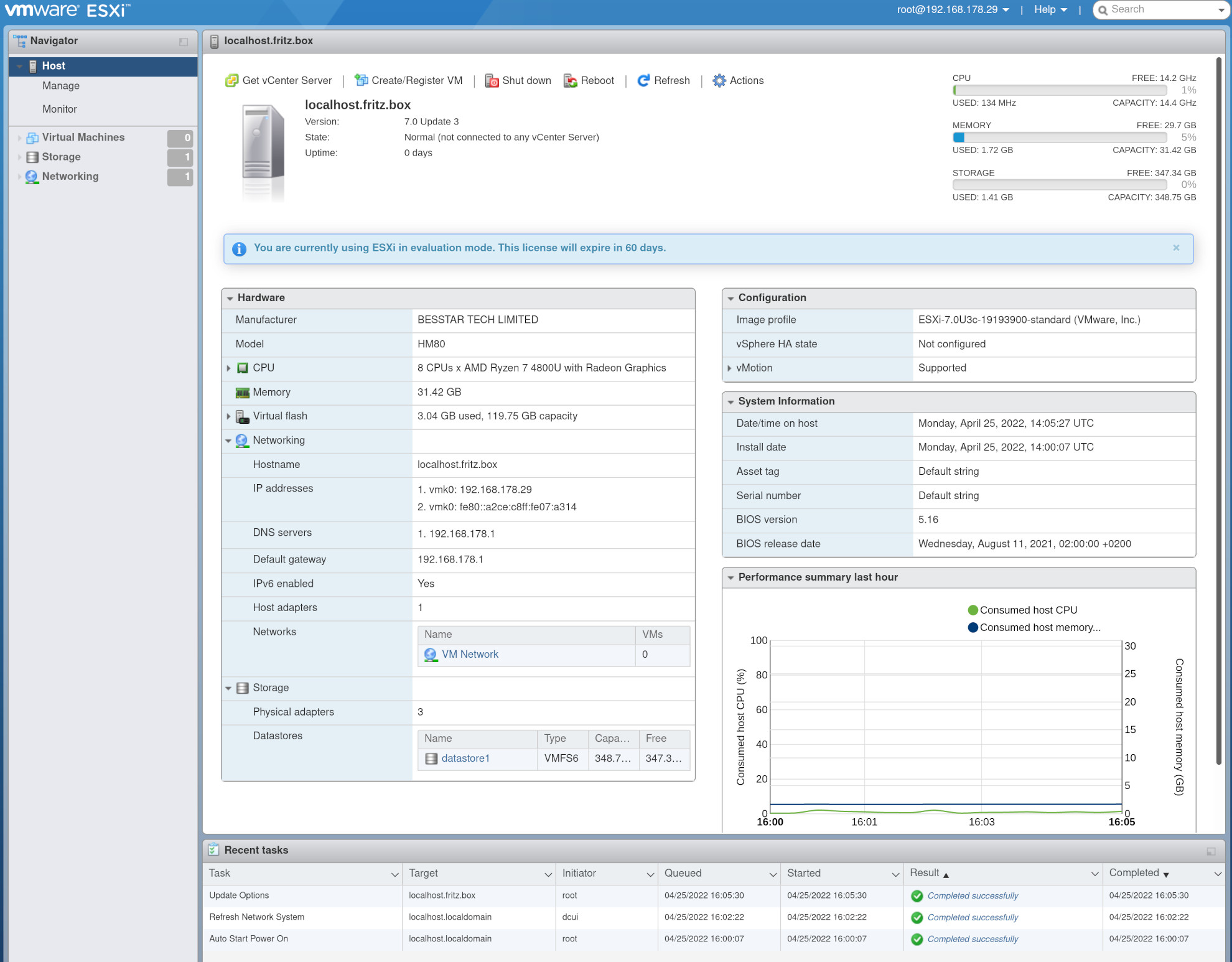 VMware ESXi - Main page