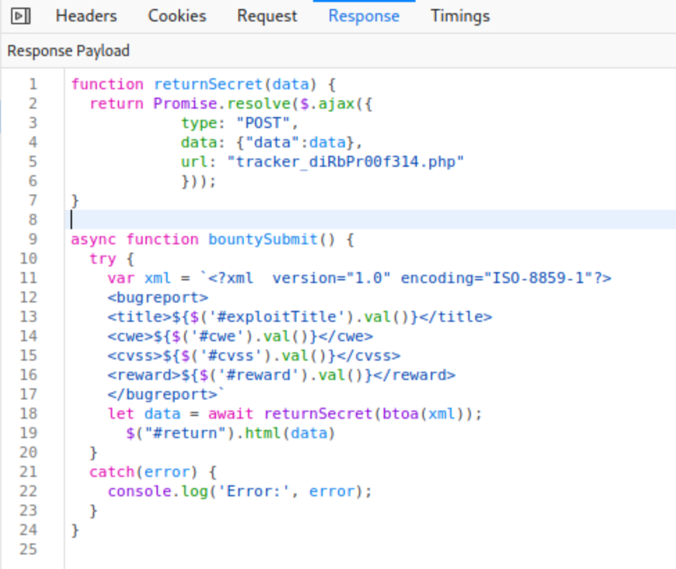 HTB BountyHunter Machine - File Javascript bountylog.js