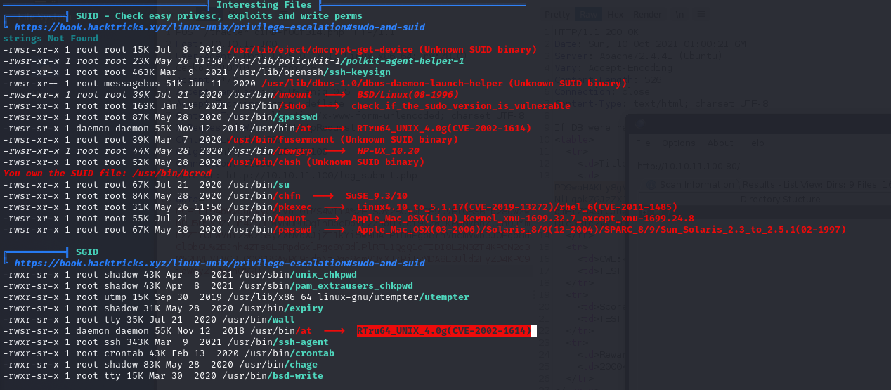 HTB BountyHunter Machine - LinPEAS scan results part 3