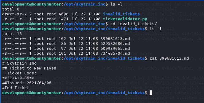 HTB BountyHunter Machine - Running Python script 1